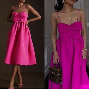 Sachin Babi Sloane Bow Detail Midi Dress Size 8